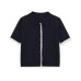Short sleeved polo collar border knit top Short sleeved polo collar border knit top
