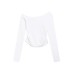 Butterfly Print Halter Neck Long Sleeve T-Shirt with Off-Shoulder Design, Fitted Cropped Top