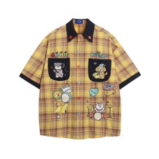 Color blocked pockets embroidered short sleeves Color blocked pockets embroidered short sleeves