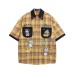 Color blocked pockets embroidered short sleeves