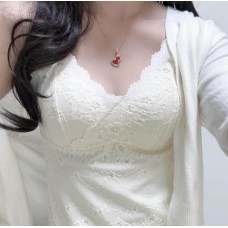 V-neck lace camisole with built-in padding