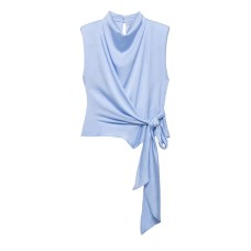 Silk texture shoulder pad butterfly knot sleeveless top Silk texture shoulder pad butterfly knot sleeveless top