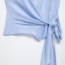 Silk texture shoulder pad butterfly knot sleeveless top
