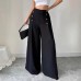 High waisted solid color wide leg long style