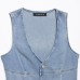French street denim slim fit vest top