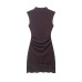 Commuting style elastic lace short dress