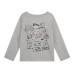 Hand-Painted Dog Print Top, Textured Ribbed Fabric, Soft Style Long Sleeve Hand-Painted Dog Print Top, Textured Ribbed Fabric, Soft Style Long Sleeve