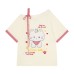 Short Sleeve Plaid Spliced Drawstring Shoulder Sweet Girl Style Crop Top