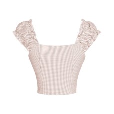 Plaid bow women's top Plaid bow women's top