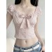 Plaid bow women's top