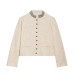 Pleated jacket+straight leg pants set with stitching