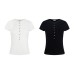 Women's Button Decorated Slim Fit Round Neck Casual Short Sleeve Top Women's Button Decorated Slim Fit Round Neck Casual Short Sleeve Top