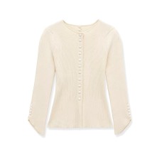 Elegant round neck bubble sleeve knitted jacket