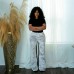 Street Style Hand-Painted Distressed Catwhisker Washed Patchwork Straight Leg Jeans