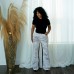 Street Style Hand-Painted Distressed Catwhisker Washed Patchwork Straight Leg Jeans