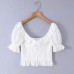Cotton hollow embroidery short top