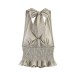 Spicy girl small plaid hanging neck collar top