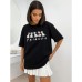 Spotted dog pattern round neck loose short sleeved top for women