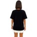 Spotted dog pattern round neck loose short sleeved top for women