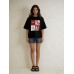 Round neck loose short sleeved top for women
