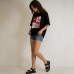 Round neck loose short sleeved top for women
