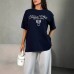 Round neck printed short sleeved top