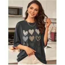 Round neck loose short sleeved top