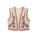 French street embroidered short vest