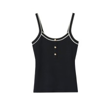 Spicy girl's contrasting color trimmed camisole top