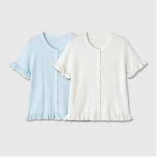 Short sleeved round neck lace layered knitted top Short sleeved round neck lace layered knitted top