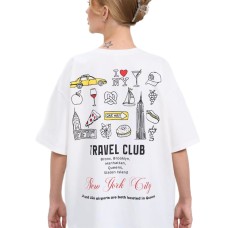 Round neck letter pattern loose short sleeved top for women