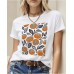 Persimmon pattern round neck loose short sleeved top for women