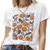 Persimmon pattern round neck loose short sleeved top for women