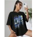 Starry Sky Pattern Short Sleeve Top for Women