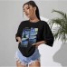 Starry Sky Pattern Short Sleeve Top for Women