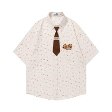 Embroidered contrasting tie short sleeved