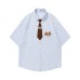 Embroidered contrasting tie short sleeved