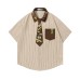 Color blocking vertical tie short sleeved Color blocking vertical tie short sleeved