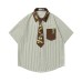 Color blocking vertical tie short sleeved Color blocking vertical tie short sleeved