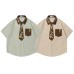 Color blocking vertical tie short sleeved Color blocking vertical tie short sleeved