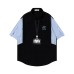 Splicing striped fake two short sleeves