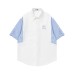 Splicing striped fake two short sleeves