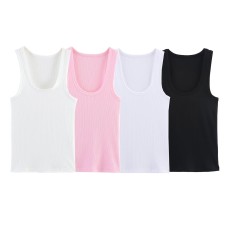Tight fitting round neck tank top