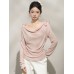 Chic Pink Off-Shoulder Long Sleeve Top for Women, One-Shoulder Neckline Inner Layer Chic Pink Off-Shoulder Long Sleeve Top for Women, One-Shoulder Neckline Inner Layer