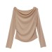 Chic Pink Off-Shoulder Long Sleeve Top for Women, One-Shoulder Neckline Inner Layer Chic Pink Off-Shoulder Long Sleeve Top for Women, One-Shoulder Neckline Inner Layer