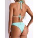 Solid strap backless bikini