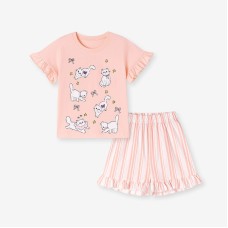 Cute Summer Girls' Outfit Set for KidsChildren's Clothing Set, Cartoon Baby Clothes