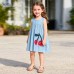 Girls' Sleeveless Dress Summer Children's Denim Dress Style Cute Cherry Kids Dress