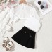 Mesh pullover with pleated skirt set