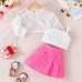Mesh pullover with pleated skirt set